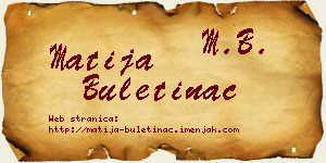 Matija Buletinac vizit kartica